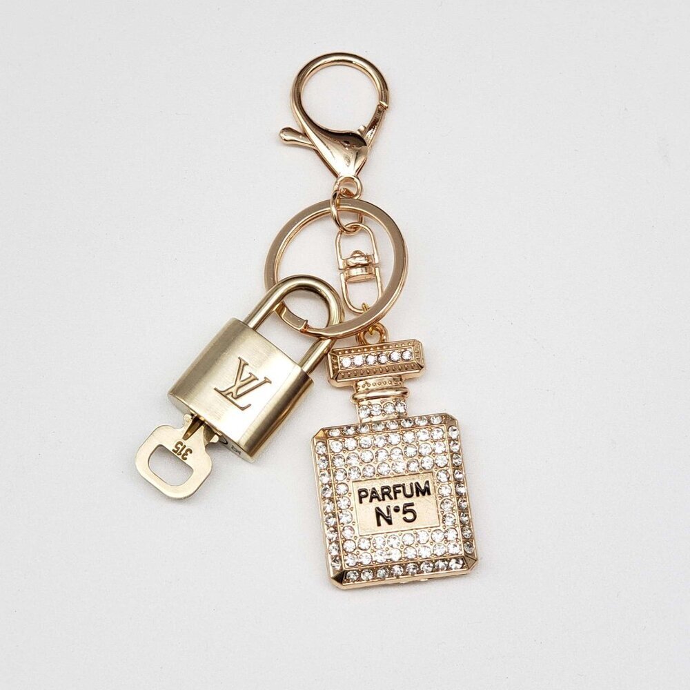 Louis Vuitton Gold Lock 🔒 Authentic LV Key + Unbranded N5 Bottle Bag Charm